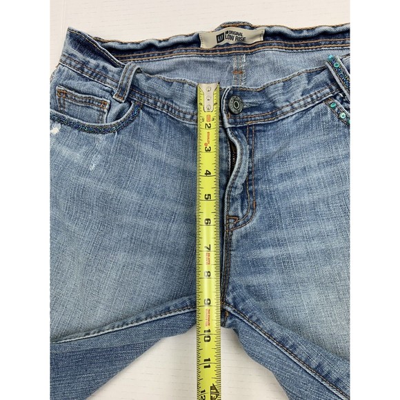 GAP Women’s 14 (W33) Beads Boho Shorts Blue Denim Bermuda Low Rise Distressed - Picture 8 of 12